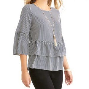 PLUS SIZE Striped Multi Tier Maternity Blouse NWT